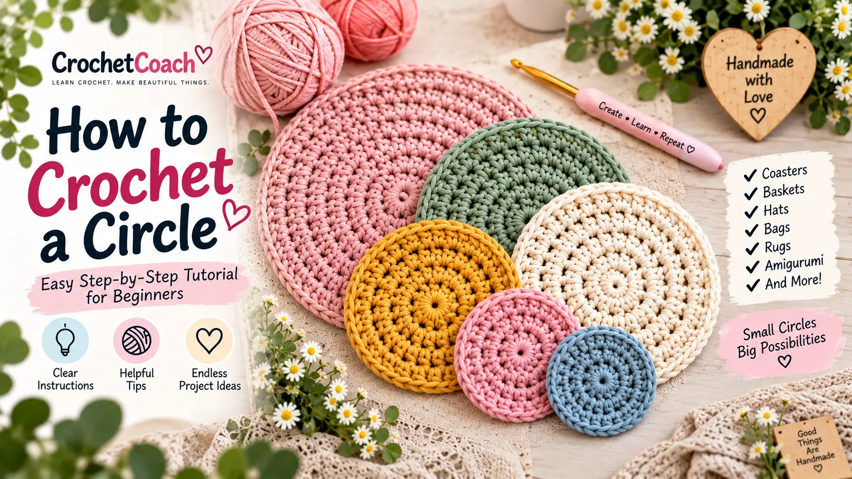 How to Crochet a Circle: Easy Flat Circle for Beginners