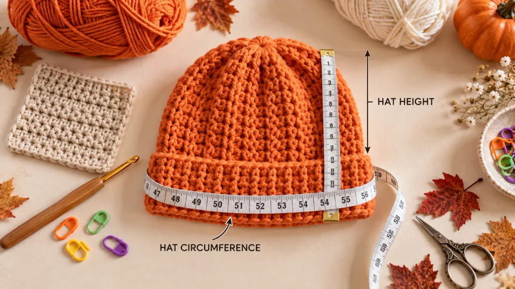 How to measure crochet hat circumference and height for kids