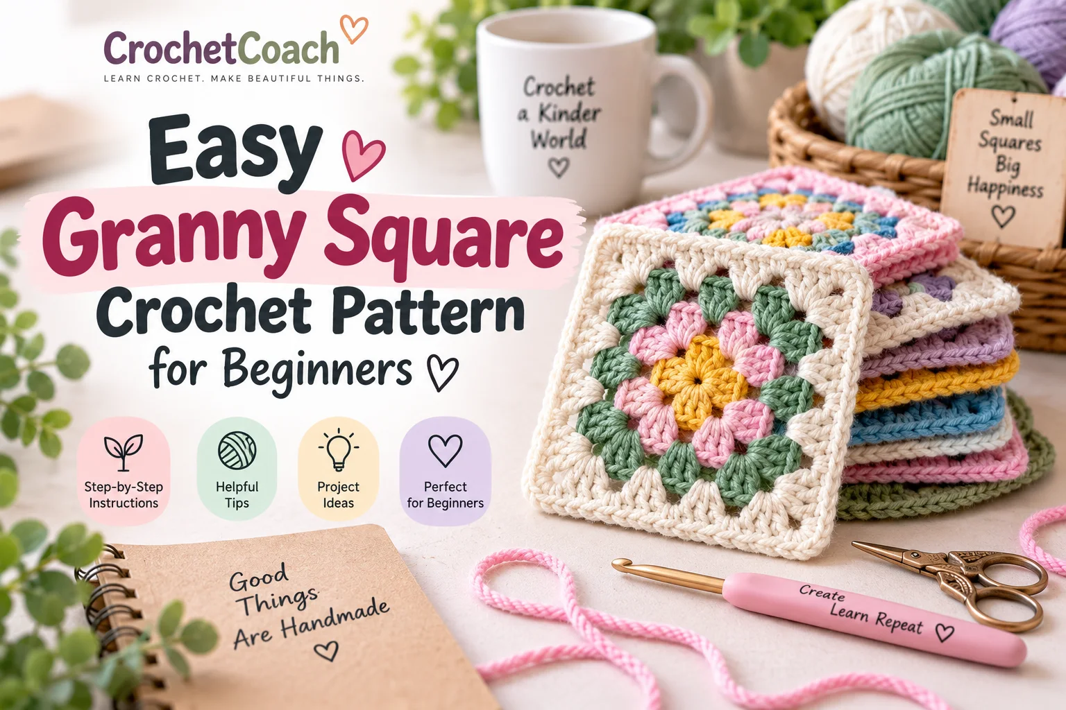 Easy Granny Square Crochet Pattern for Beginners
