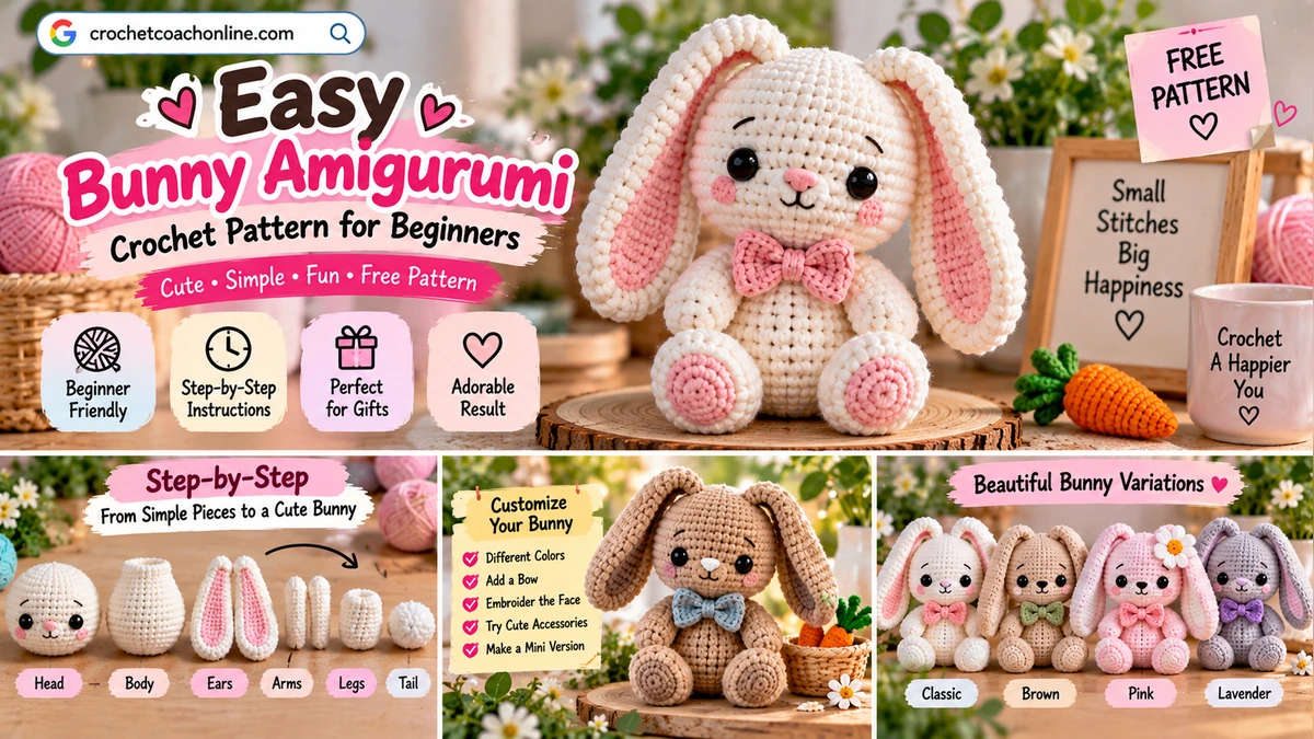 Easy bunny amigurumi crochet pattern for beginners