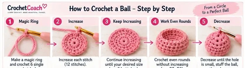 How to crochet a ball step by step from magic ring to decreases