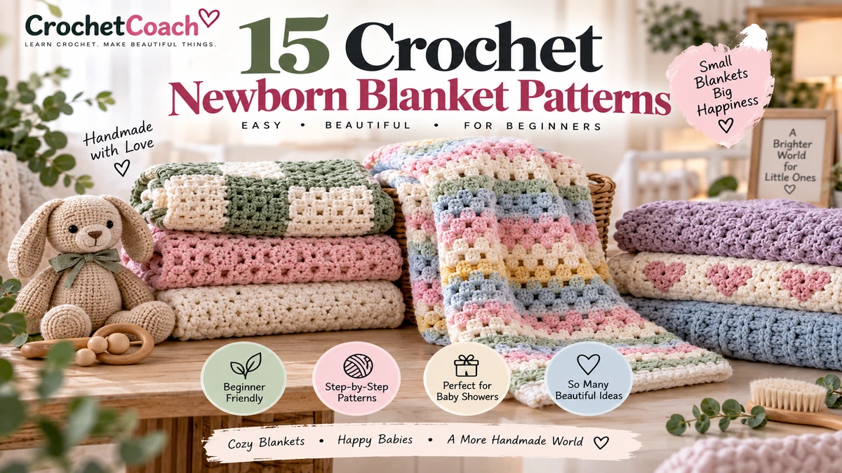 15 crochet newborn blanket patterns for beginners in soft pastel colors
