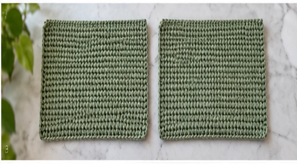 Two finished crochet panels for an easy crochet pencil case pattern