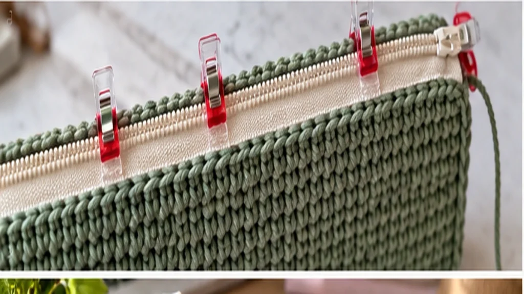 Attaching a cream zipper to a handmade crochet pencil case