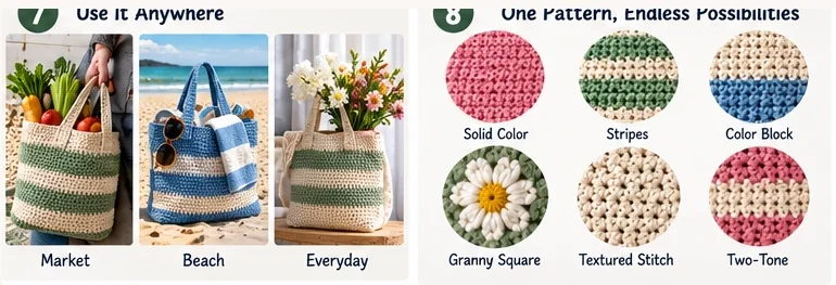 Crochet tote bag ideas and pattern variations