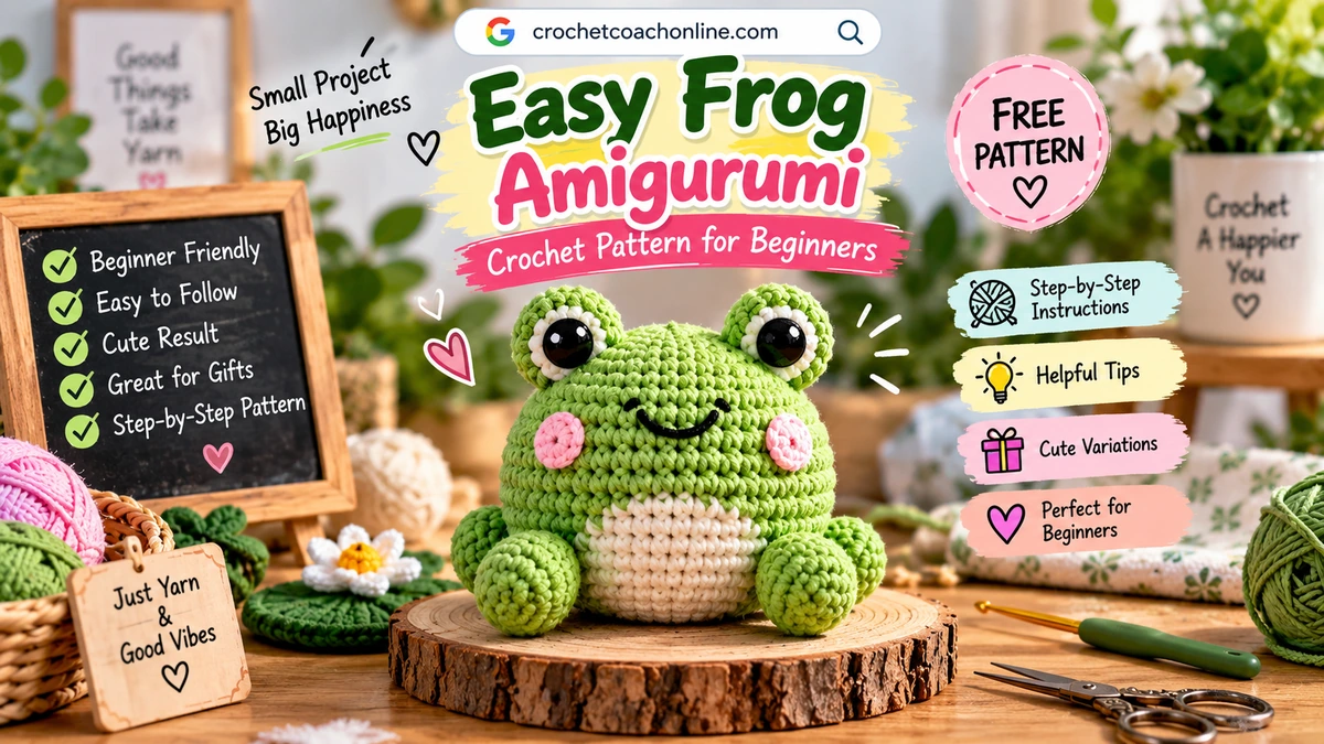 Easy frog amigurumi crochet pattern for beginners