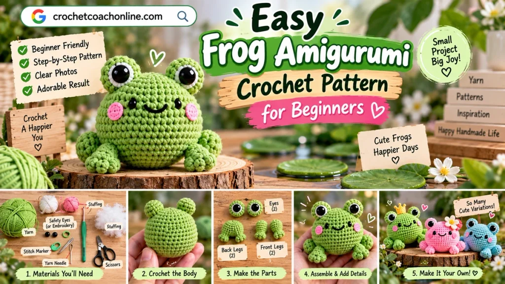 Frog amigurumi crochet pattern step by step