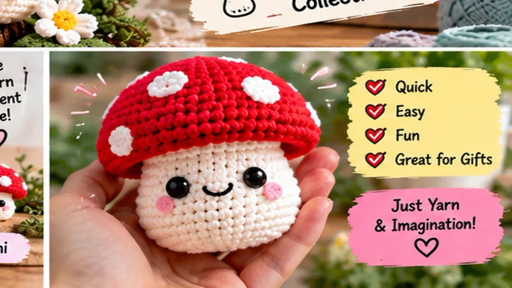 Finished crochet mushroom amigurumi for beginners