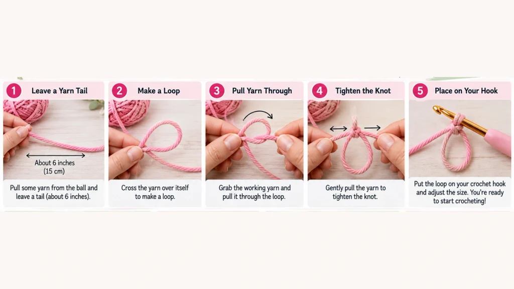 How to make a crochet slip knot step by step
