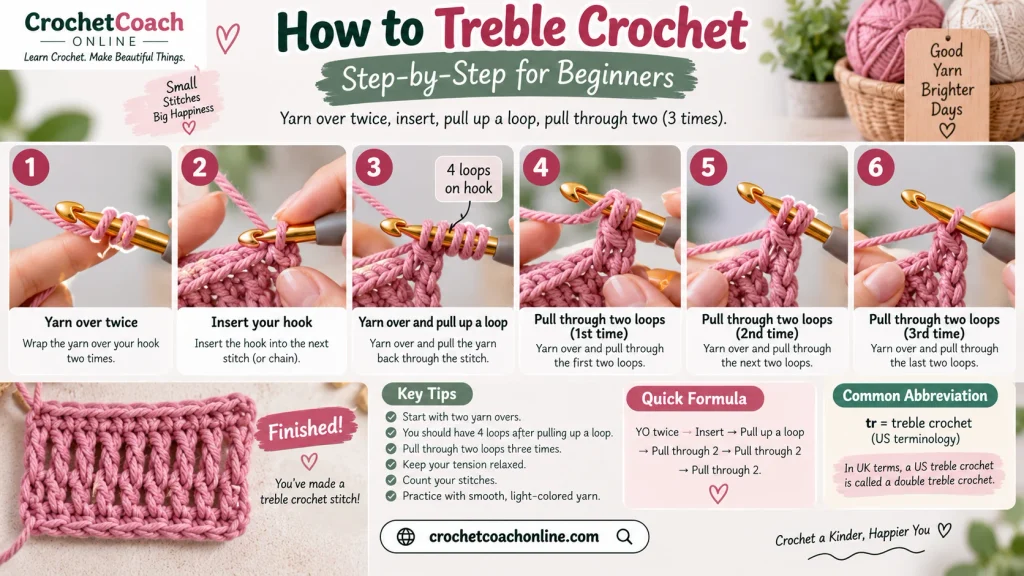 Treble crochet quick reference guide for beginners